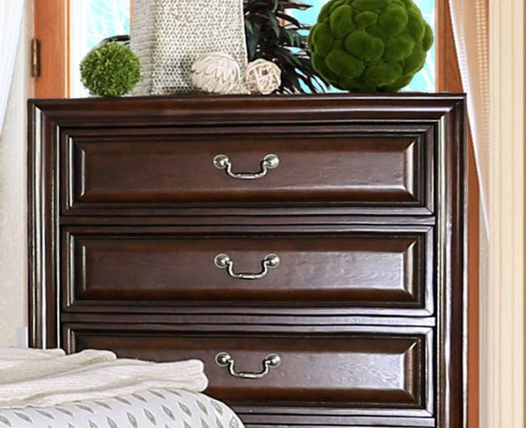 Brown Cherry Solid Wood Transitional Chest for Bedroom Storage