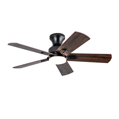 Black Solid Wood Low Profile Ceiling Fan with Light