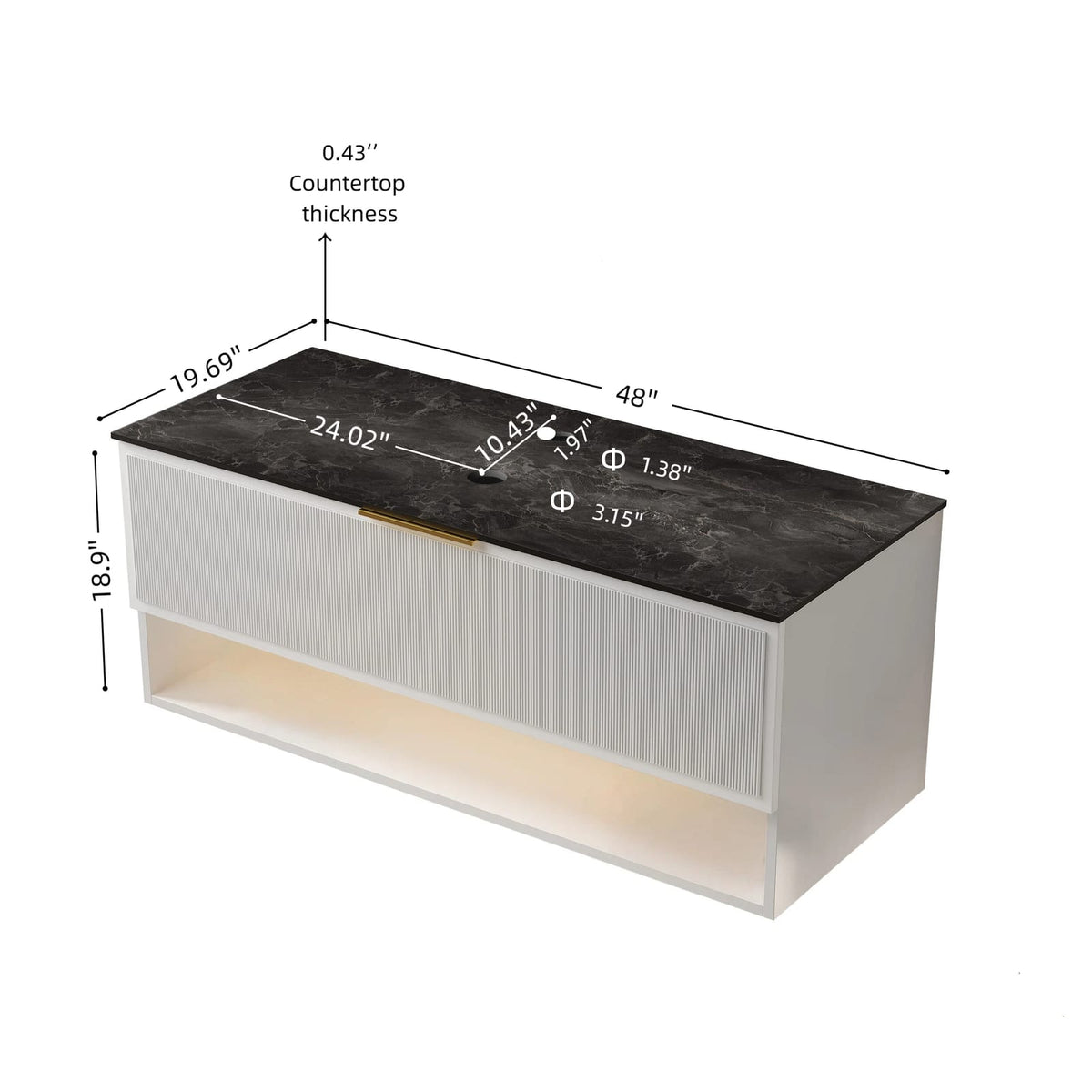 48 Inch Bathroom Vanity with Stone Top