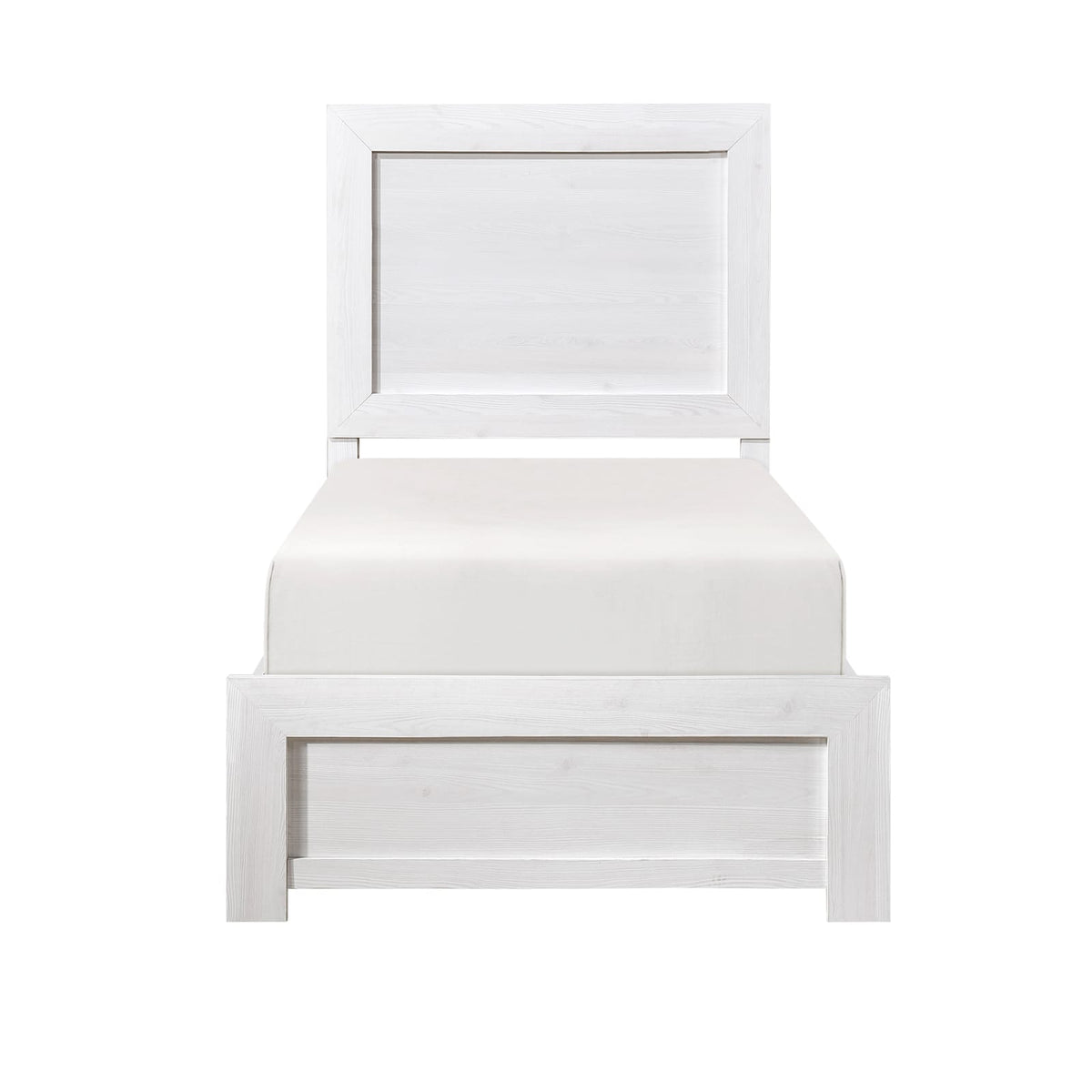 White Twin Size Panel Bed - Wooden Bedroom Furniture 1pc