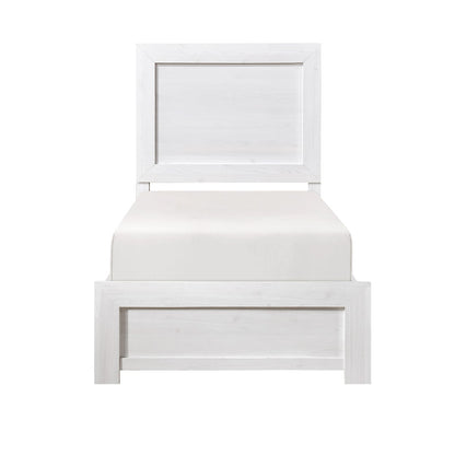 White Twin Size Panel Bed - Wooden Bedroom Furniture 1pc