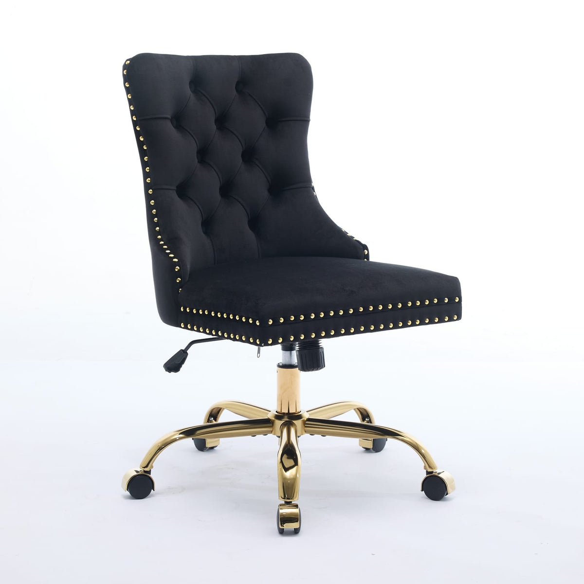 A&A Furniture Office Chair - Black Velvet, Golden Base