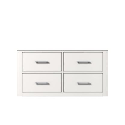 White Midcentury Wall Hung Bathroom Vanity - 36"