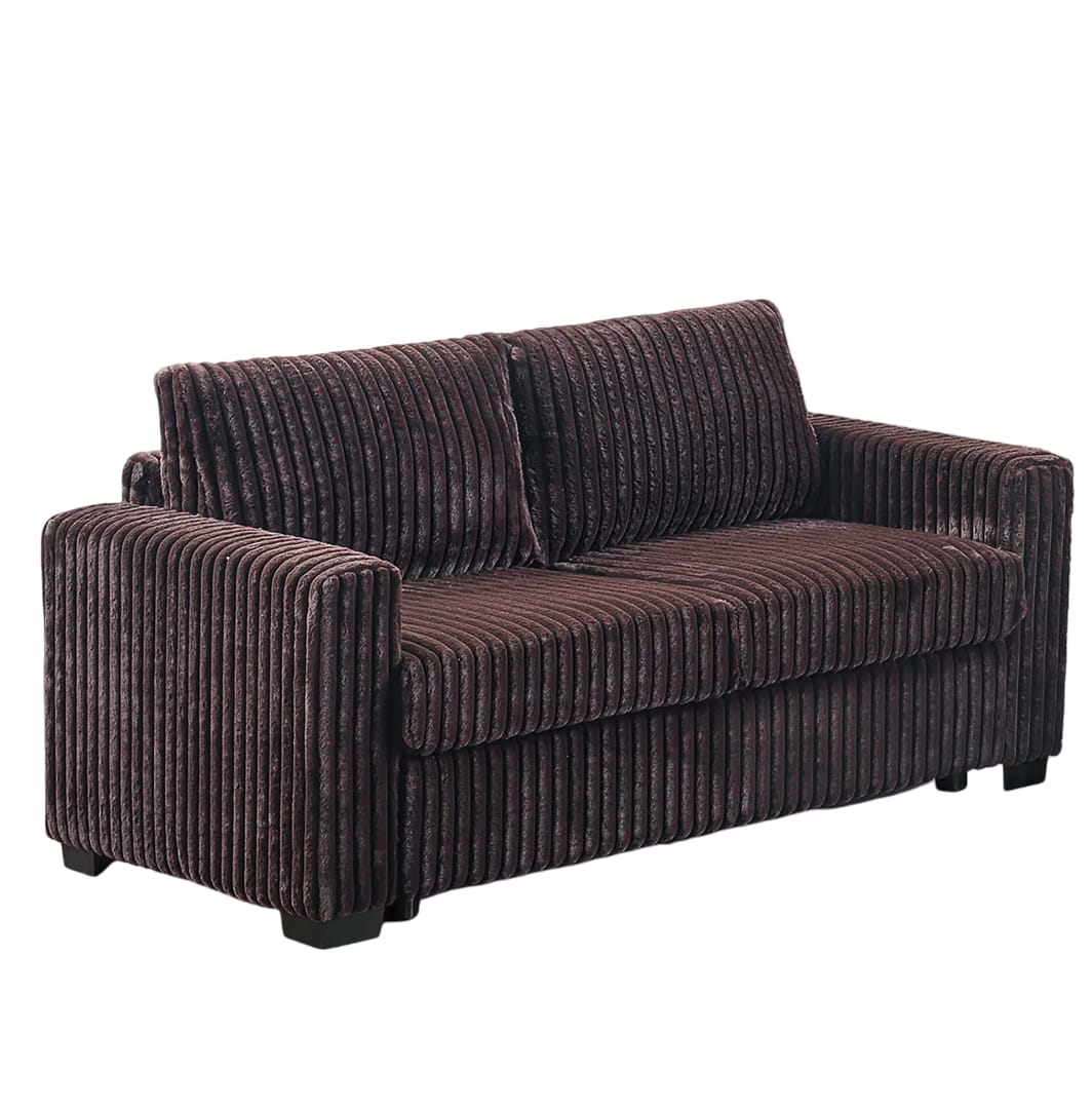 Coffee Corduroy 5 Seat Sofa Set Loveseat for Living Room
