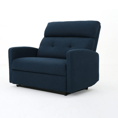 Navy Blue Fabric Loveseat Recliner - 64.25" D Reclining Sofa for Living Room