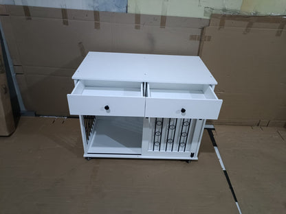 White MDF Dog Crate Bed - 39.37" End Table with Drawers