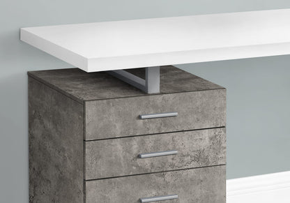 Computer Desk, White & Concrete Laminate - 48"L Storage Desk