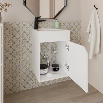 White Bathroom Floating Vanity with a Door - Storage & Style