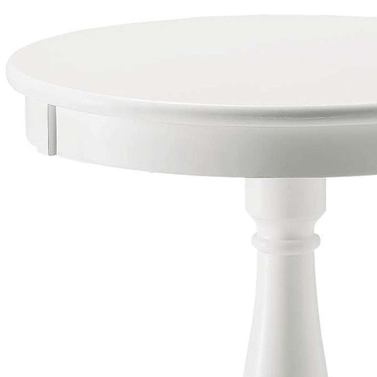 White Round Side Table with Pedestal - 18.5" Diameter for Living Room