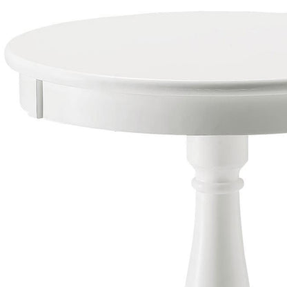 White Round Side Table with Pedestal - 18.5" Diameter for Living Room