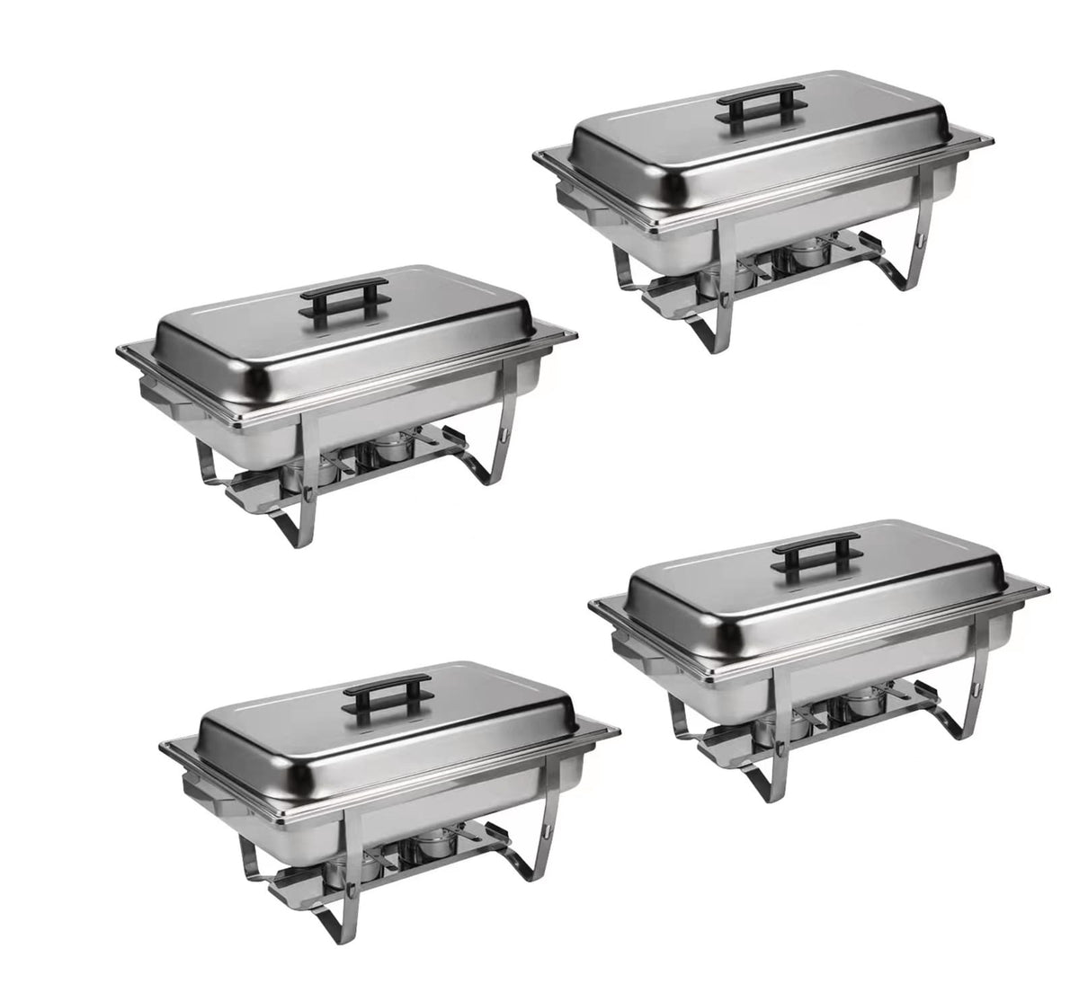 Stainless Steel Buffet Catering Dish - Silver, 4 Sets