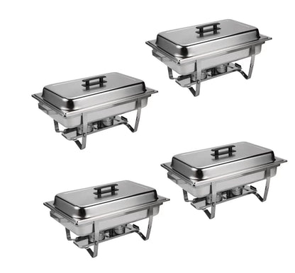 Stainless Steel Buffet Catering Dish - Silver, 4 Sets