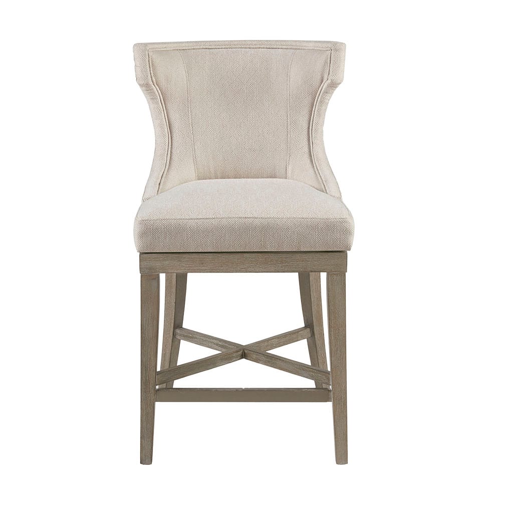 Cream Polyester Swivel Counter Stool - 300 lb Capacity