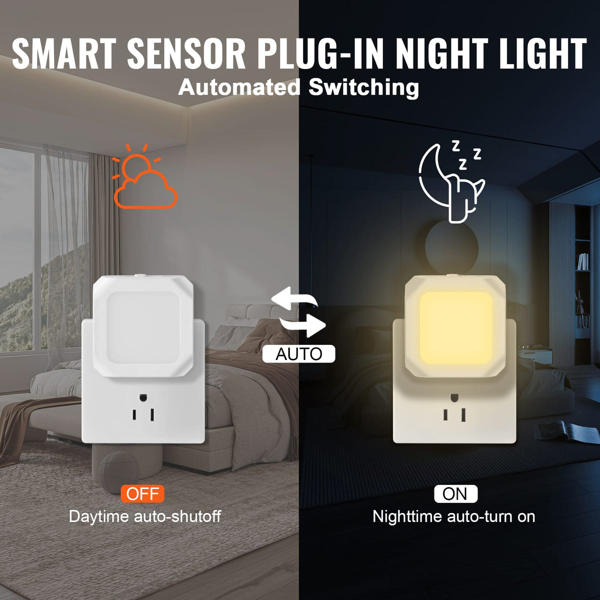 VEVOR LED Night Light - 4 Pack White ABS