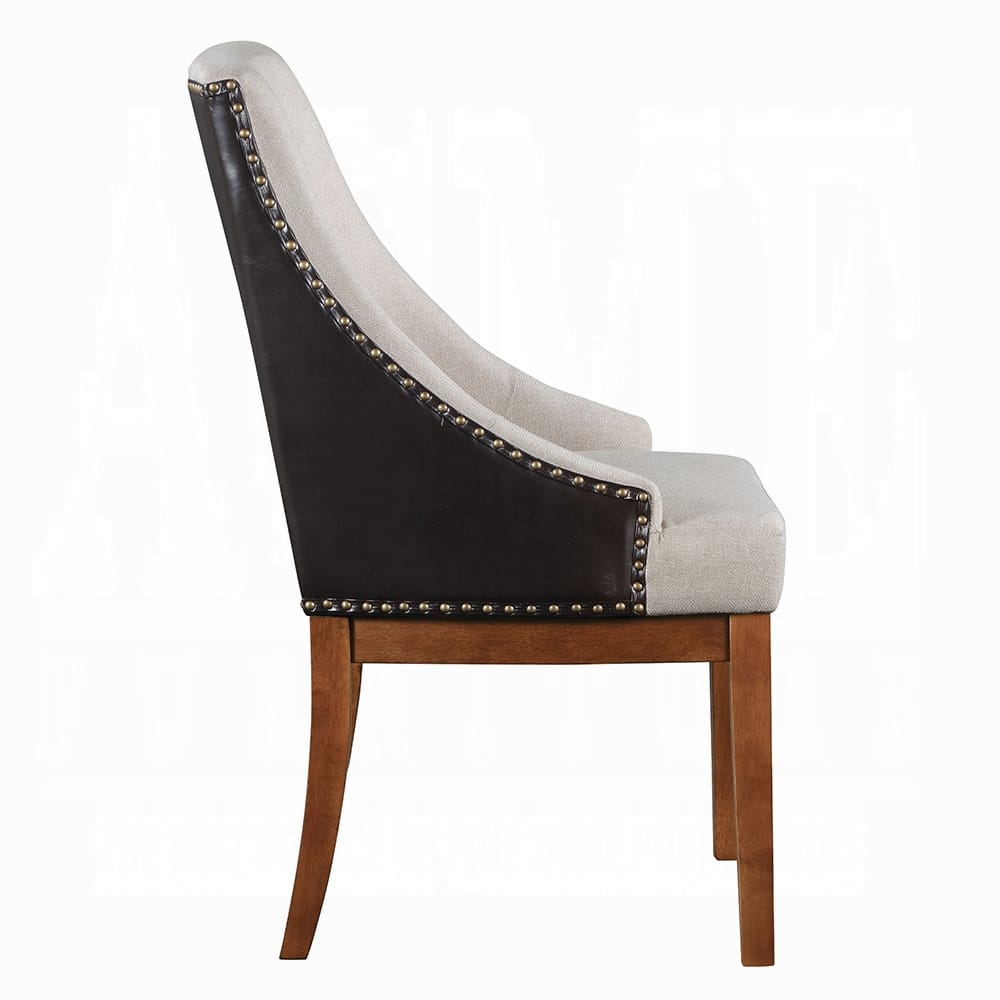 Traditional Brown Wood Dining Chairs Set of 2 Sloped Arms