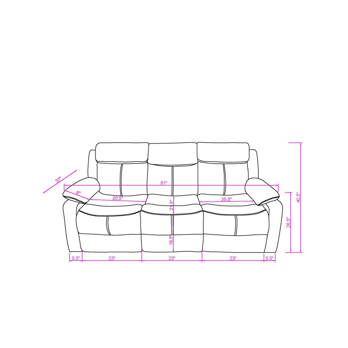 Blanche White 2PC Reclining Sofa and Loveseat with LED Lights and Speaker