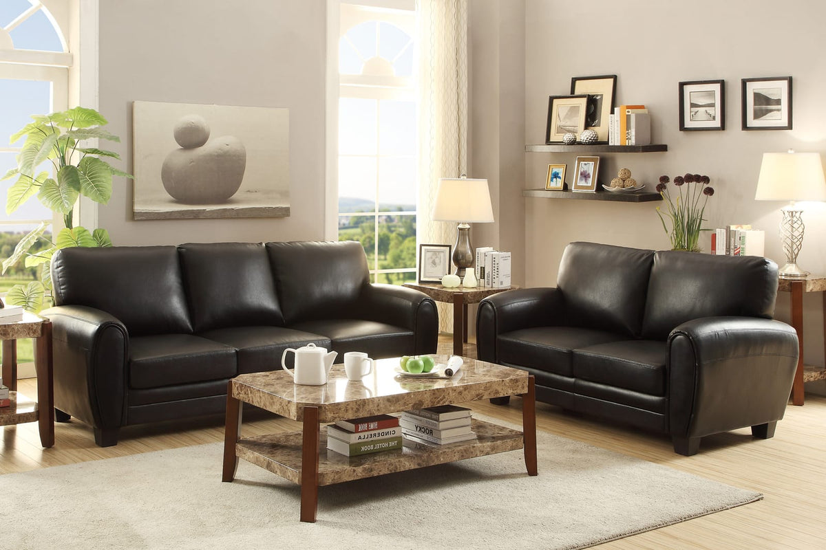 Modern Black Sofa - 3 Seat Contemporary Style for Living Room