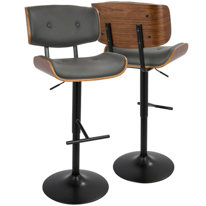 Mid-Century Modern Barstools in Grey Faux Leather for Dining Room