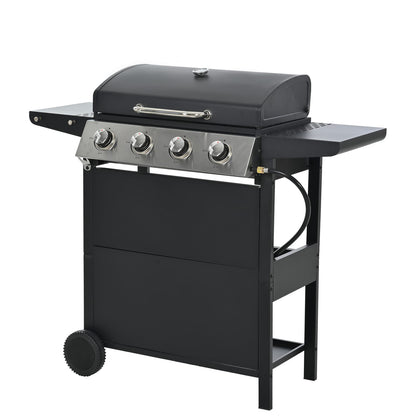 Black Iron 4 Burner Propane Grill for Garden and Patio Cooking