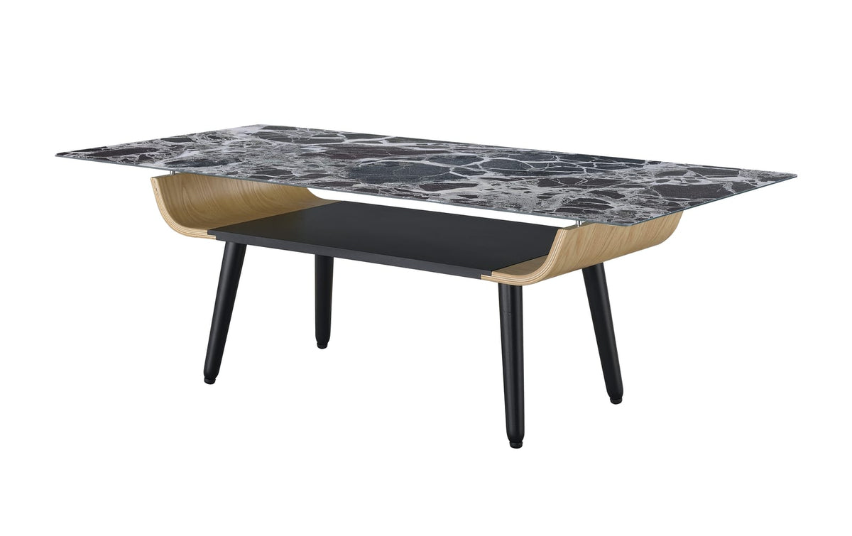 Landon Coffee Table - Black Marble Glass Top
