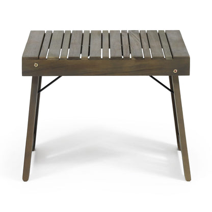Foldable Grey Acacia Wood Side Table for Garden or Poolside Decor