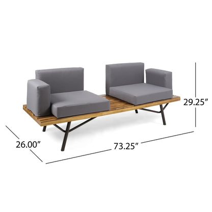 Natural Grey Acacia Wood 2 Seater Sofa for Garden Patio