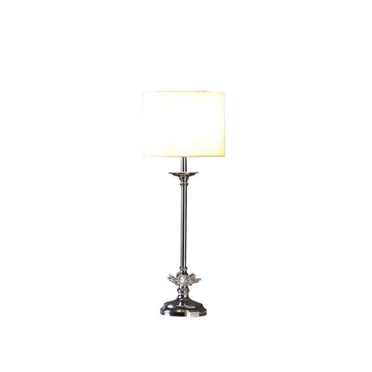 White Metal Table Lamp - Crystal Floral Shade