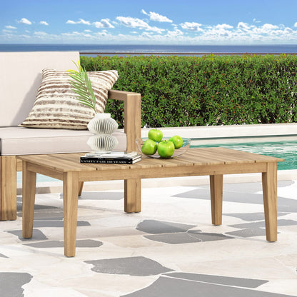 Acacia Wood Outdoor Coffee Table - Light Brown, 39.5" L
