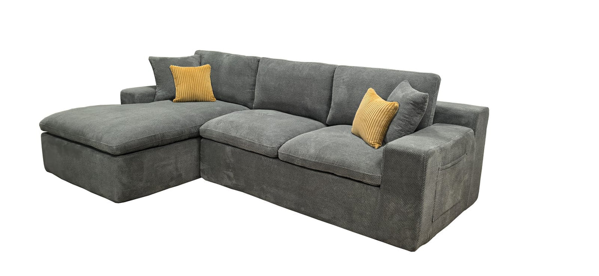 Light Gray 3 Seat Sectional Sofa - Easy Assembly for Living Room