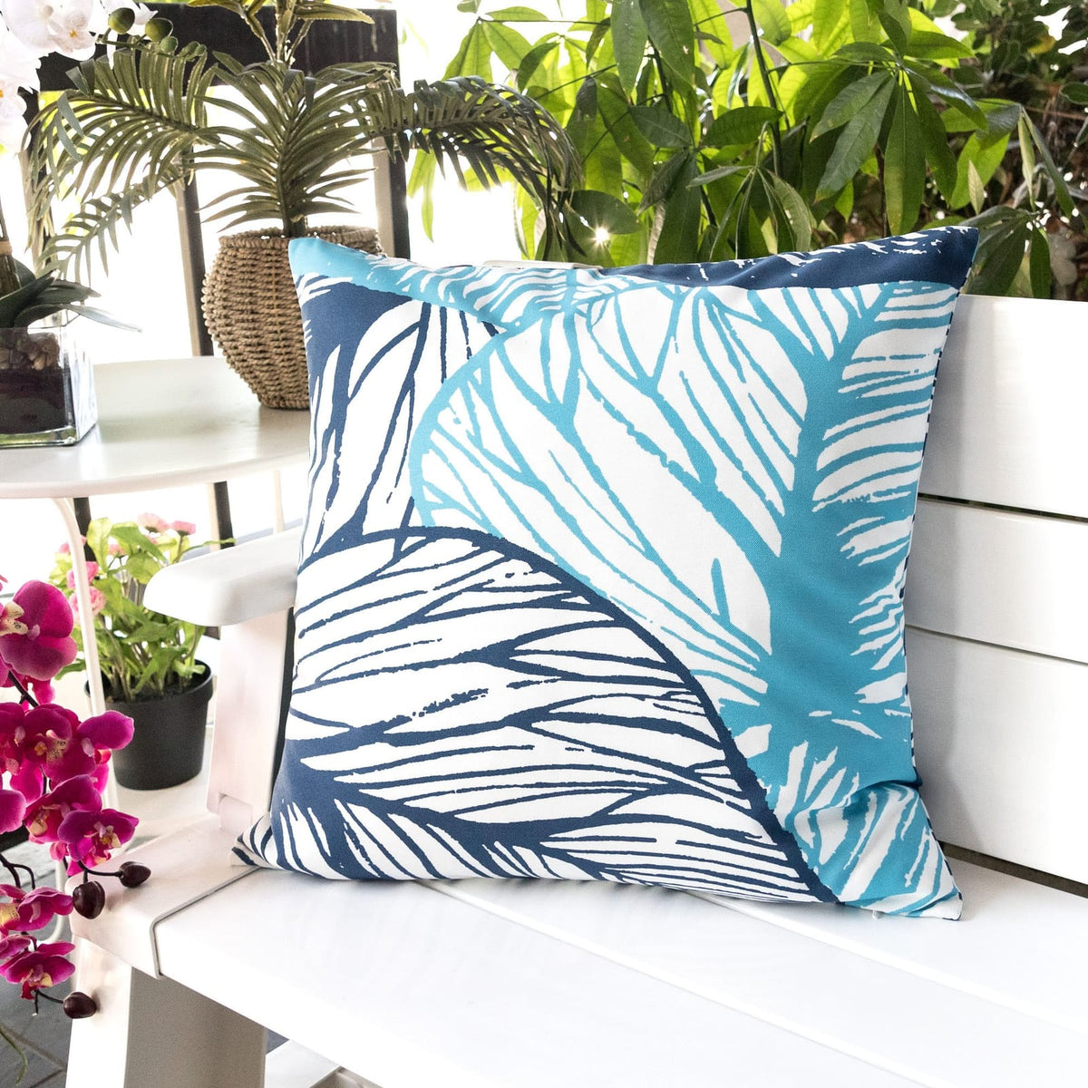Indigo Polyester Outdoor Pillow Set - 20x20