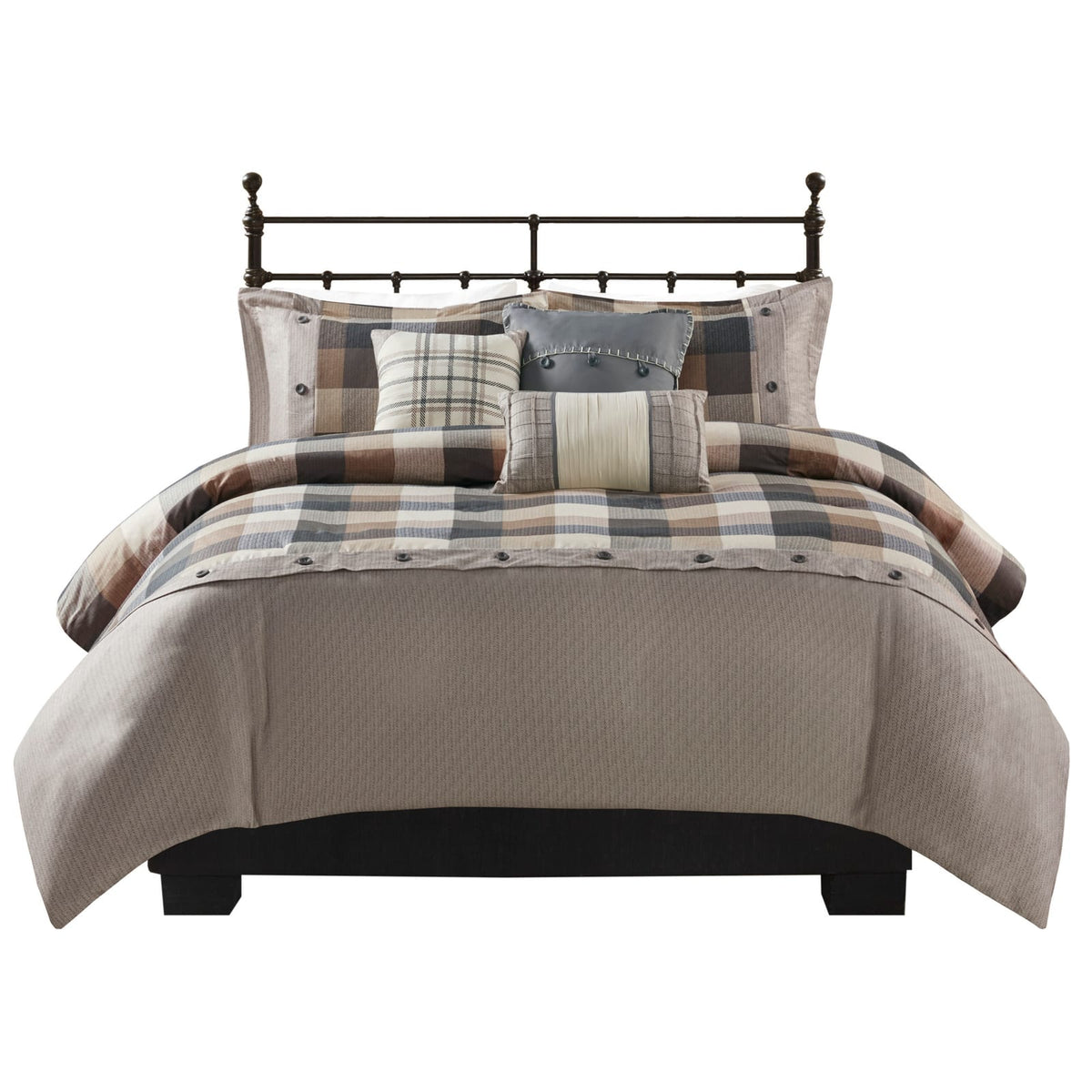 Queen Size Multicolor Herringbone Duvet Cover Set