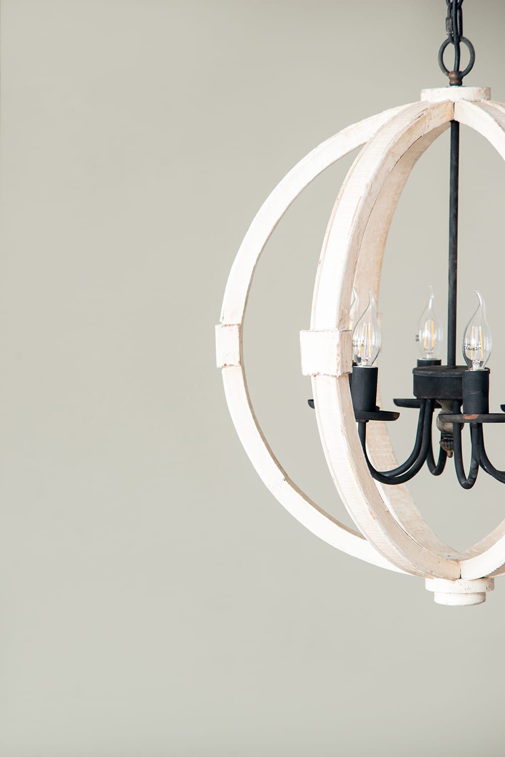 6-Light Wood Chandelier - White Pine, Kitchen Dining Room