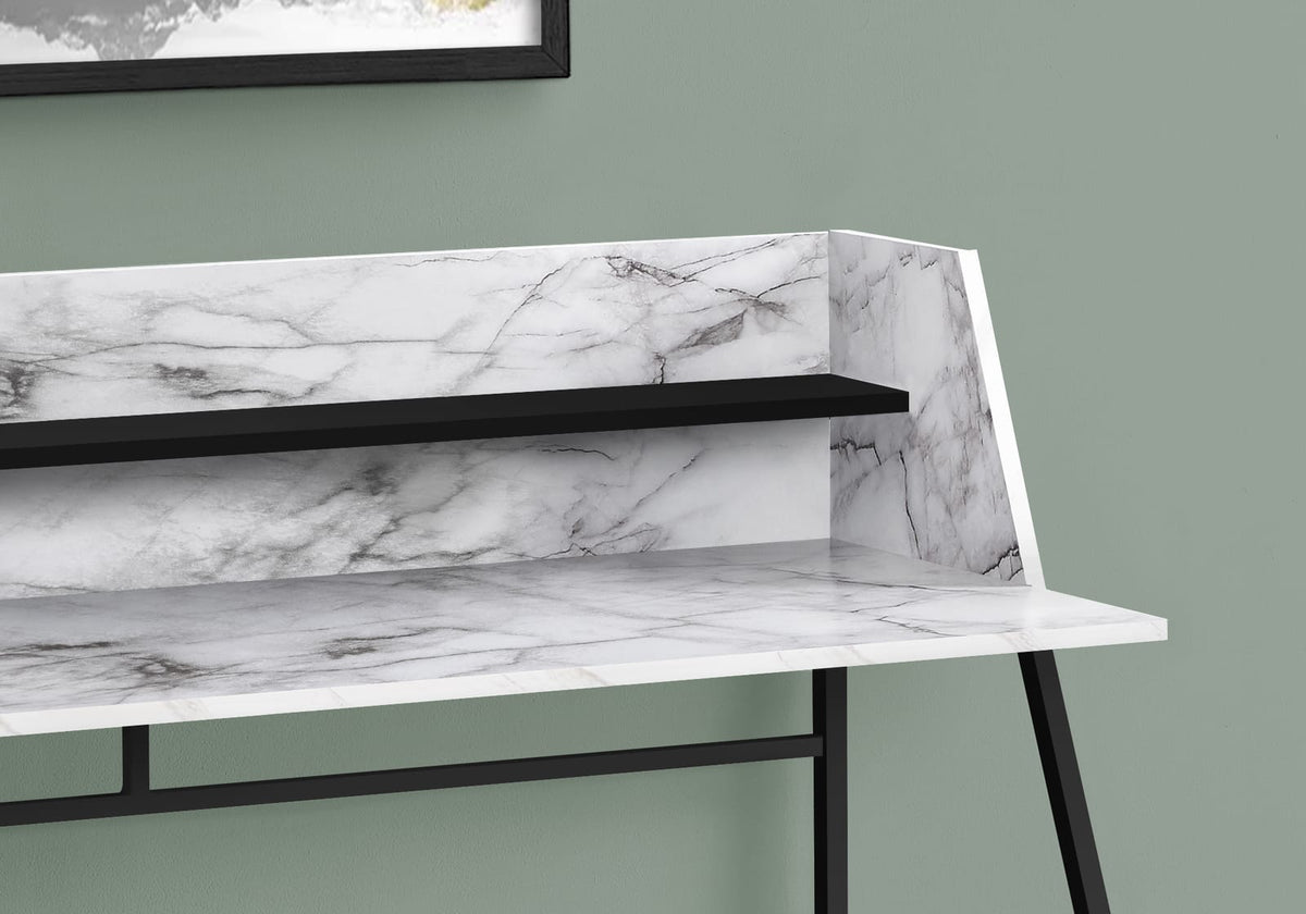 White Computer Desk with Storage Shelves - Home Office Workstation