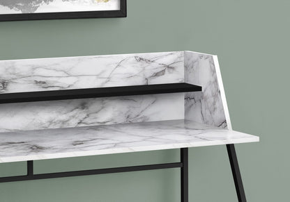 White Computer Desk with Storage Shelves - Home Office Workstation