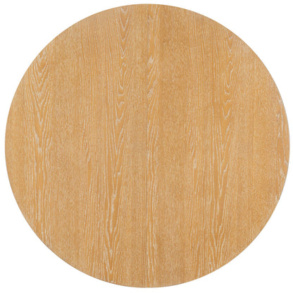 TREXM 5-Piece Retro Dining Table Set - Extendable Round Table & Chairs (Natural)