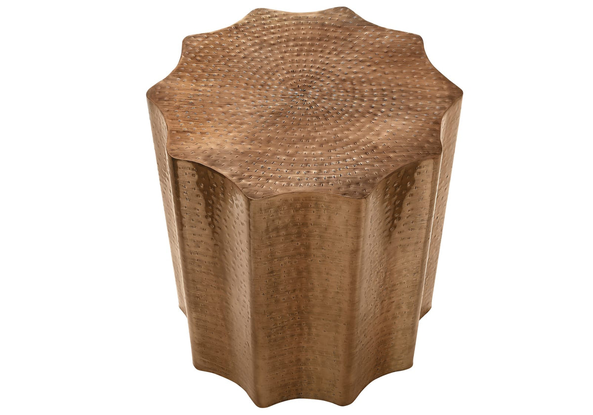 22" Copper Metal Drum Table - Boho Accent Table