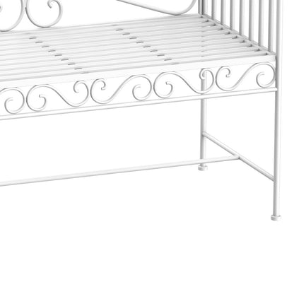 White Iron Patio Bench - Outdoor Garden Bench