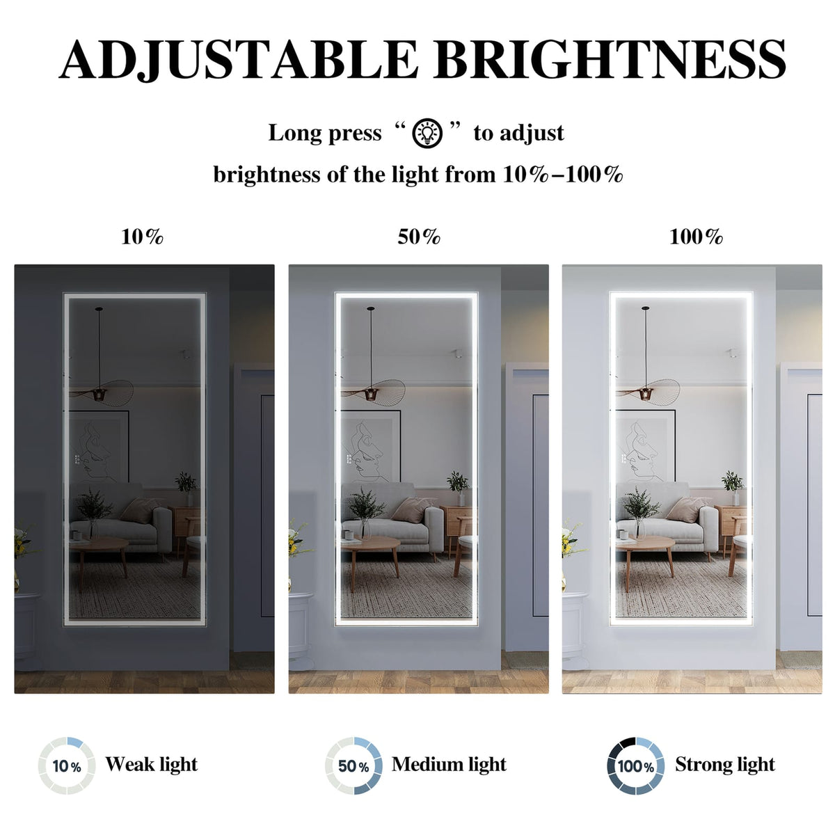 Extra Large LED Bathroom Mirror - 84x36 Silver Aluminum Frame