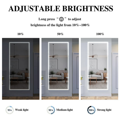 Extra Large LED Bathroom Mirror - 84x36 Silver Aluminum Frame