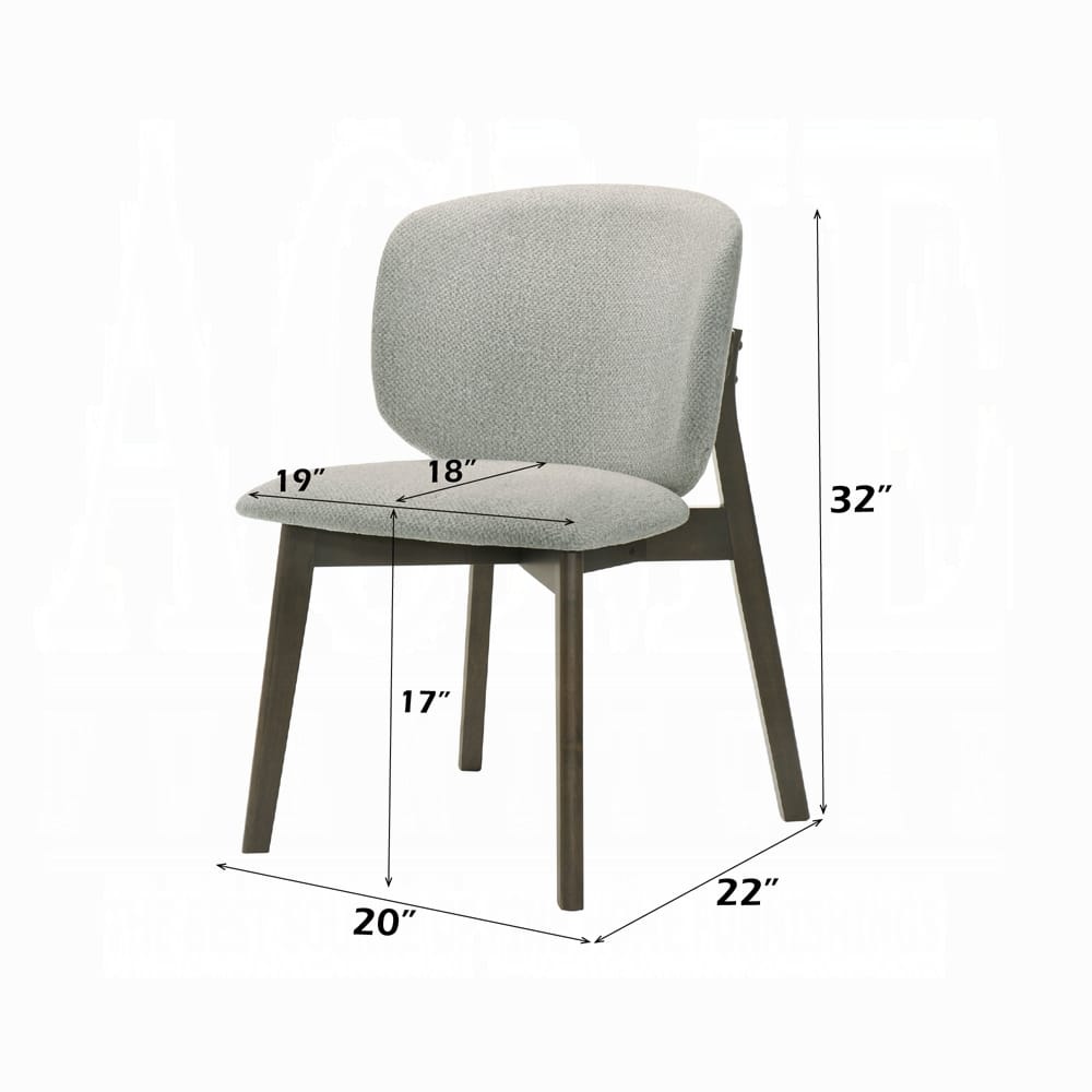 Solid Wood Dining Room Side Chairs Set of 2 in Gray Chenille Upholstery