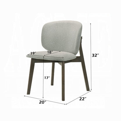 Solid Wood Dining Room Side Chairs Set of 2 in Gray Chenille Upholstery