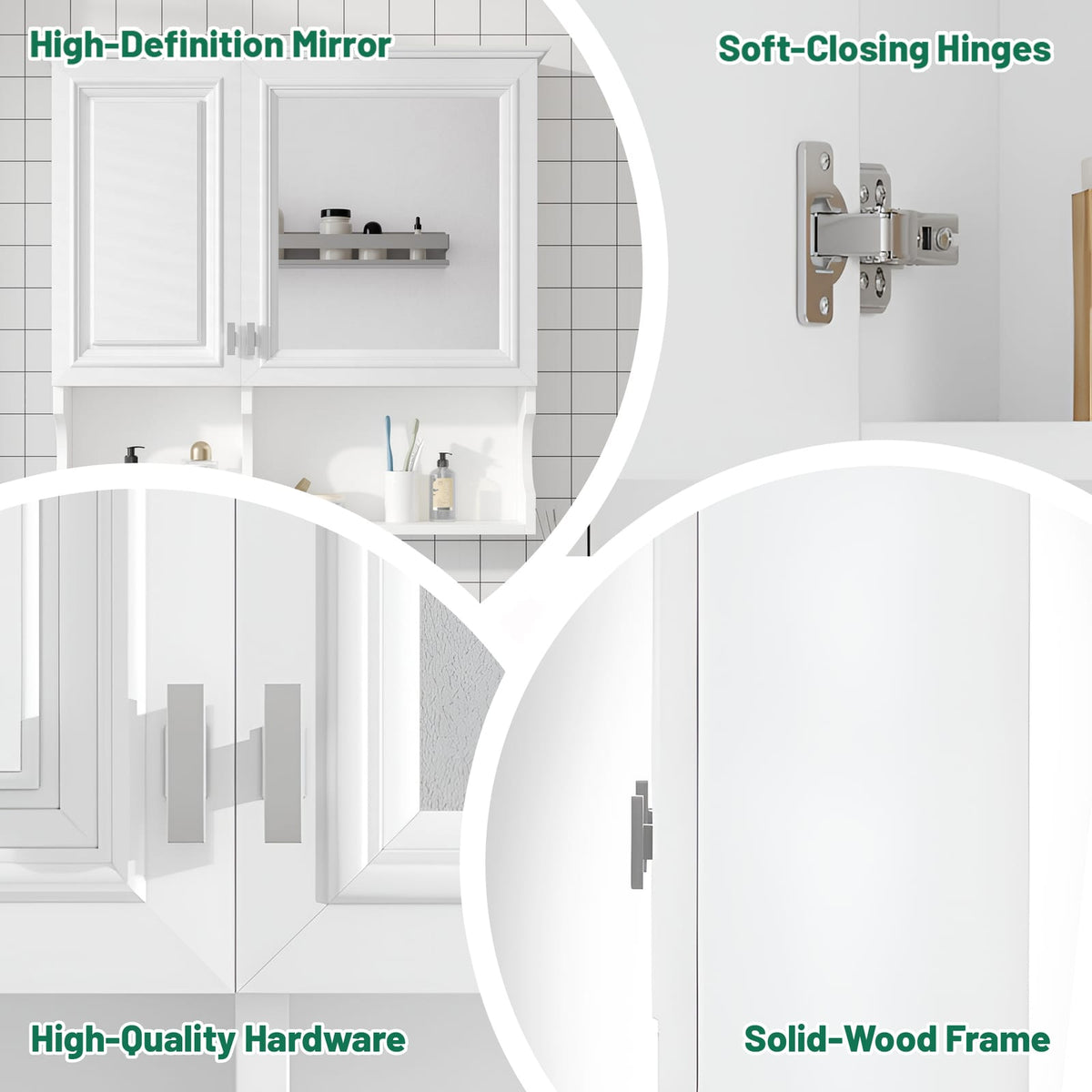 30 Inch White Mirror Medicine Cabinet - Wall Mounted Storage