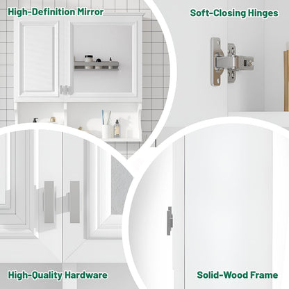 30 Inch White Mirror Medicine Cabinet - Wall Mounted Storage