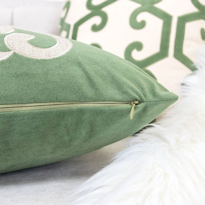 20x20 Green Polyester Pillow Cover Set