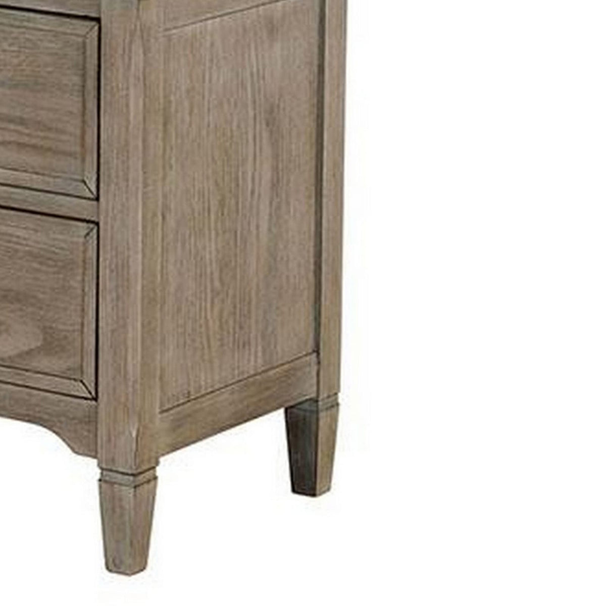 2 Drawer Wooden Nightstand - Gray Solid Wood