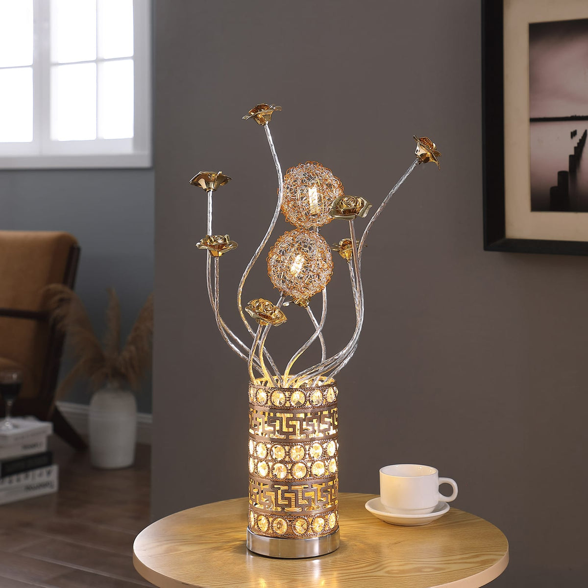 Aluminum Rose Table Lamp - Multicolor Copper/Silver Finish