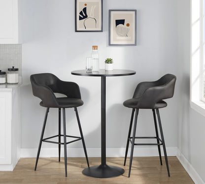 Contemporary Grey Faux Leather Barstools Set of 2 for Dining Room