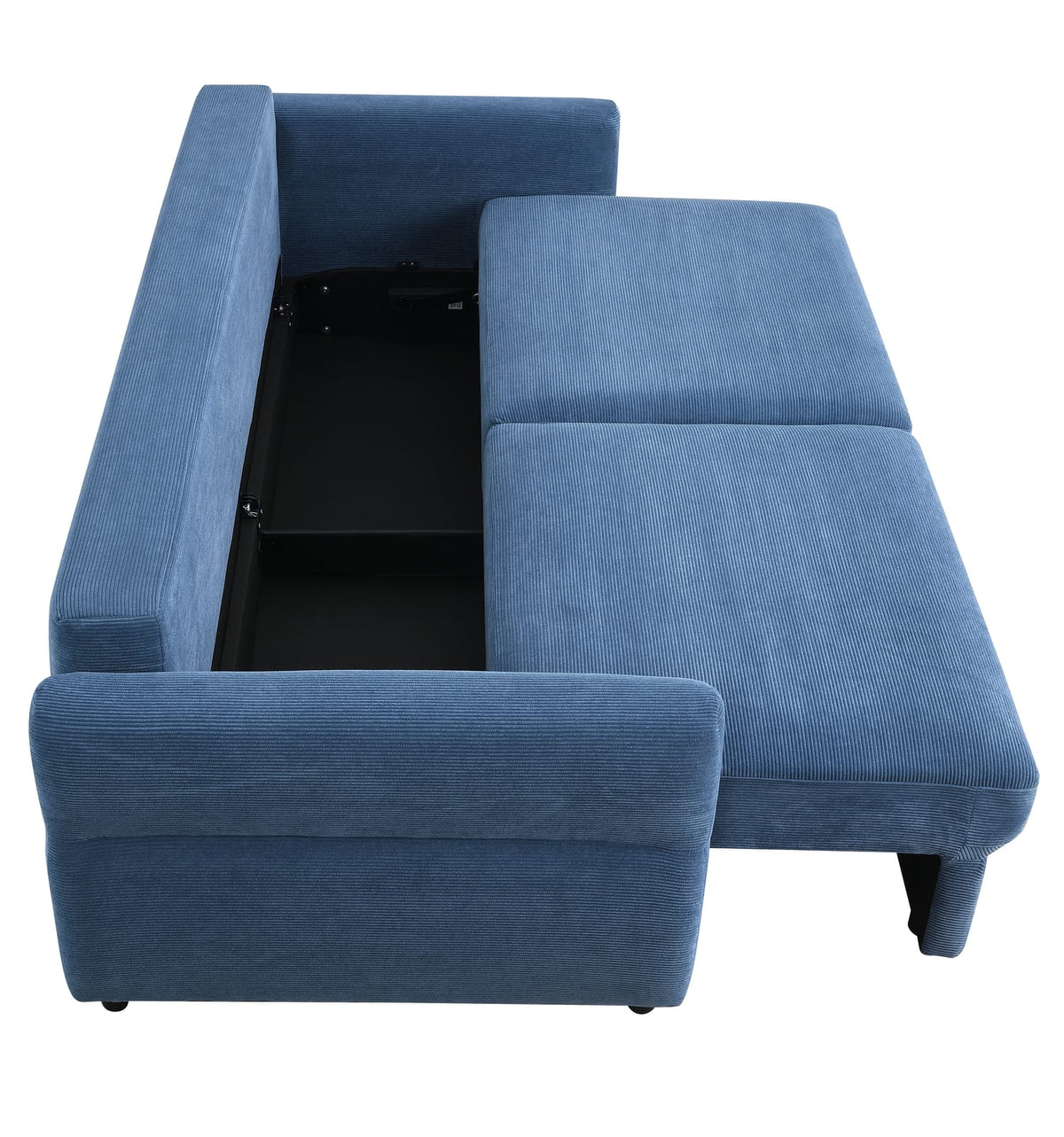 Blue Fabric Pull-out Sleeper Sofa with Storage for Living Room