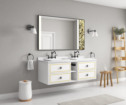 60 Inch White Bathroom Vanity Cabinet - Wall Mounted Storage