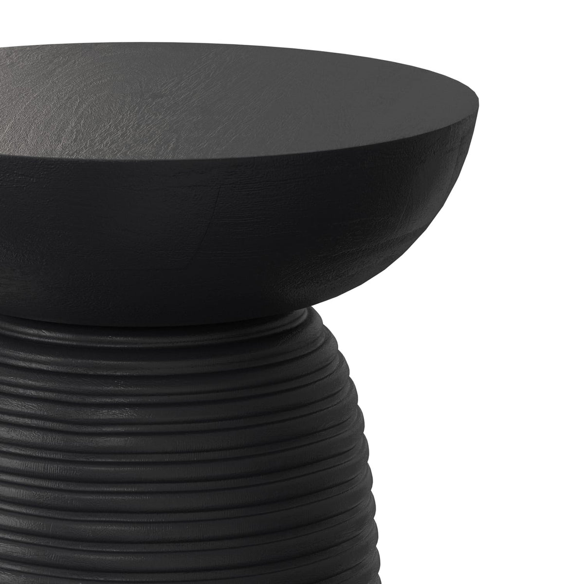 Boyd 13 Inch Ribbed Accent Table - Black Wood for Living Room